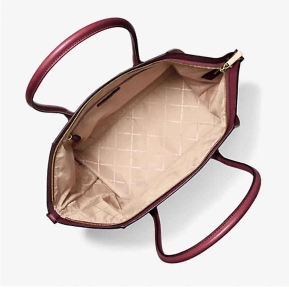 Michael Kors Avril Extra-Large Leather Top-Zip Tote Bag In Oxblood